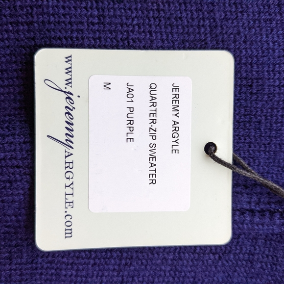 Price drop.So warm. Jeremy Argyle NYC Merino Wool Quarter zip pullover purple M - Picture 4 of 6